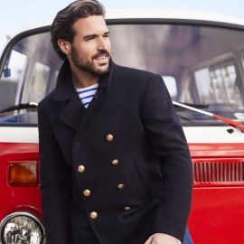 TOULON, Pea coat men straight cut French Navy made of wool